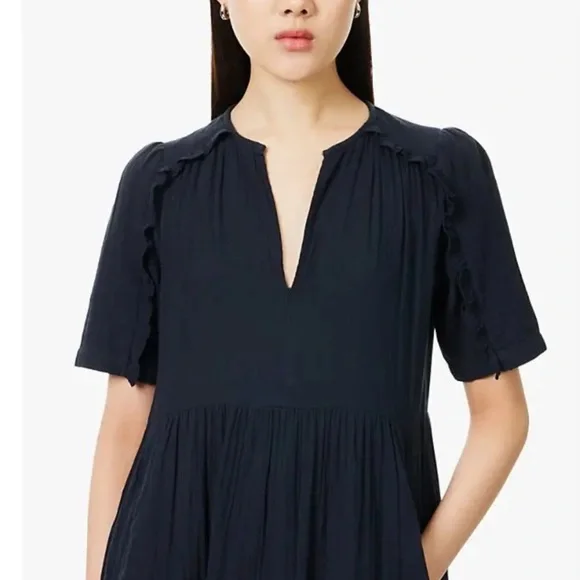 ME+EM Cheesecloth V-Neck Cotton‎ Shirt Dress